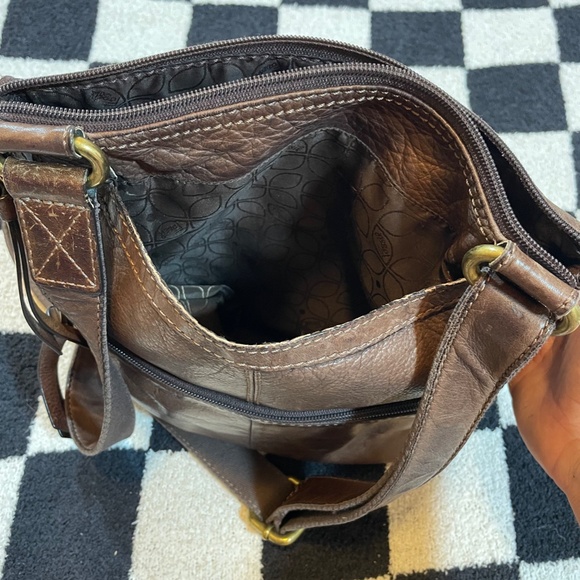 fossil brown leather crossbody messenger bag - Picture 5 of 8